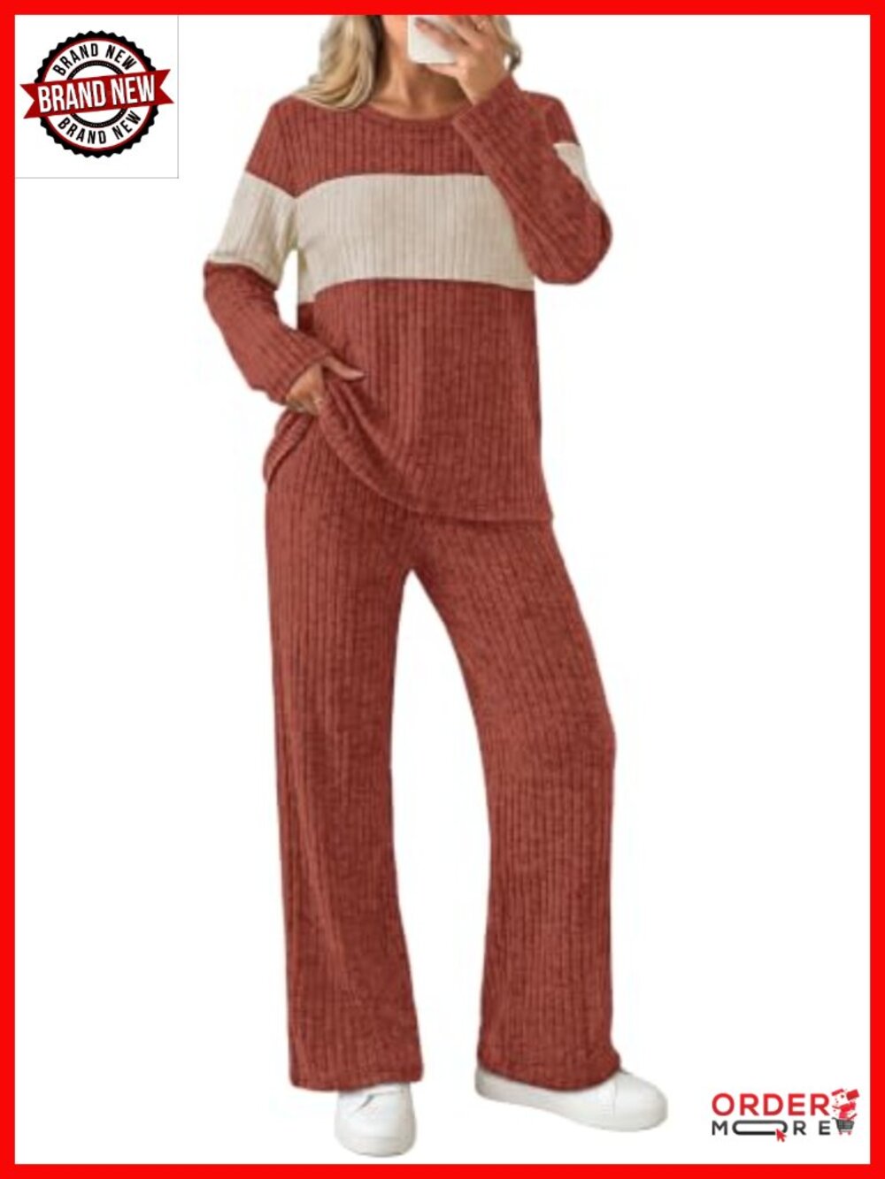 WIHOLL Women's 2 Piece Tracksuit Set V-Neck Wide Leg Lounge Travel Outfit